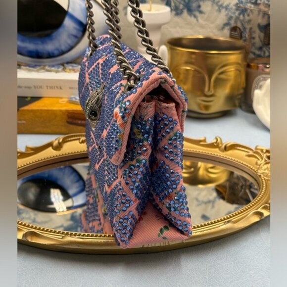🆕 KURT GEIGER LONDON 🧿 NWOTMini Floral Fabric Embellished Kensington *SAMPLE* - Picture 7 of 15